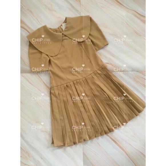 VÁY TAY PHỒNG CỔ SEN BẢN TO XẾP LY KOREA (ảnh thật)