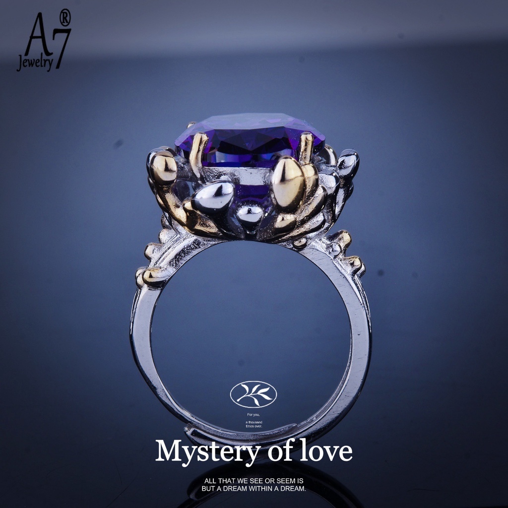 Nhẫn Hai Màu Đính Kim Cương Tím Phong Cách Vintage Dành Cho Nữ X4Y16