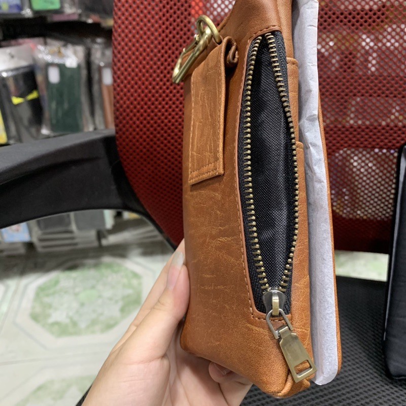 Bao da đeo thắt lưng dây nịt kiểu túi đứng nhiều ngăn cao cấp