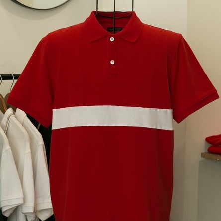 Áo Polo Nam Màu Đỏ Sọc Trắng Thun COTTON co giãn VIGENT