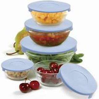 Bộ 5 bát thuỷ tinh đẹp có nắp đậy