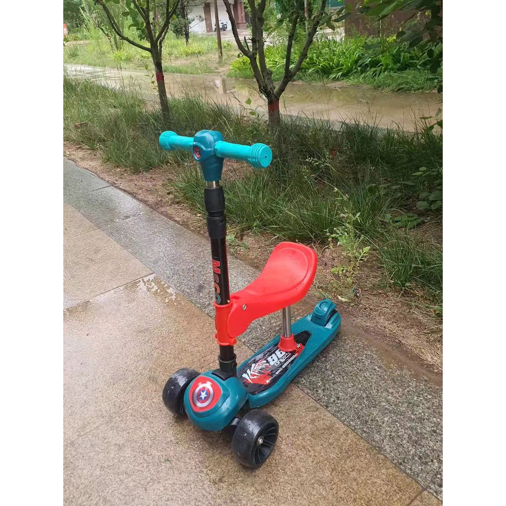 Xe scooter CHICAGO 3 bánh tự cân bằng, xe scooter 3in1 cho bé, có ghế gấp gọn, có nhạc và đèn LED (vàng)