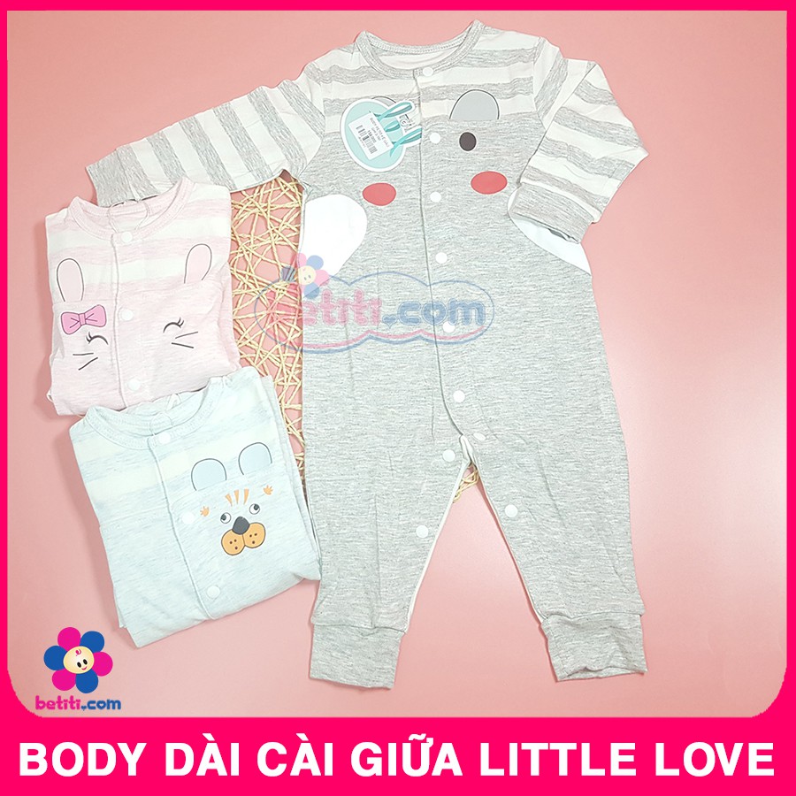 Body Sơ Sinh Dài Tay Cài Giữa Little Love Vải Petit Siêu Mềm