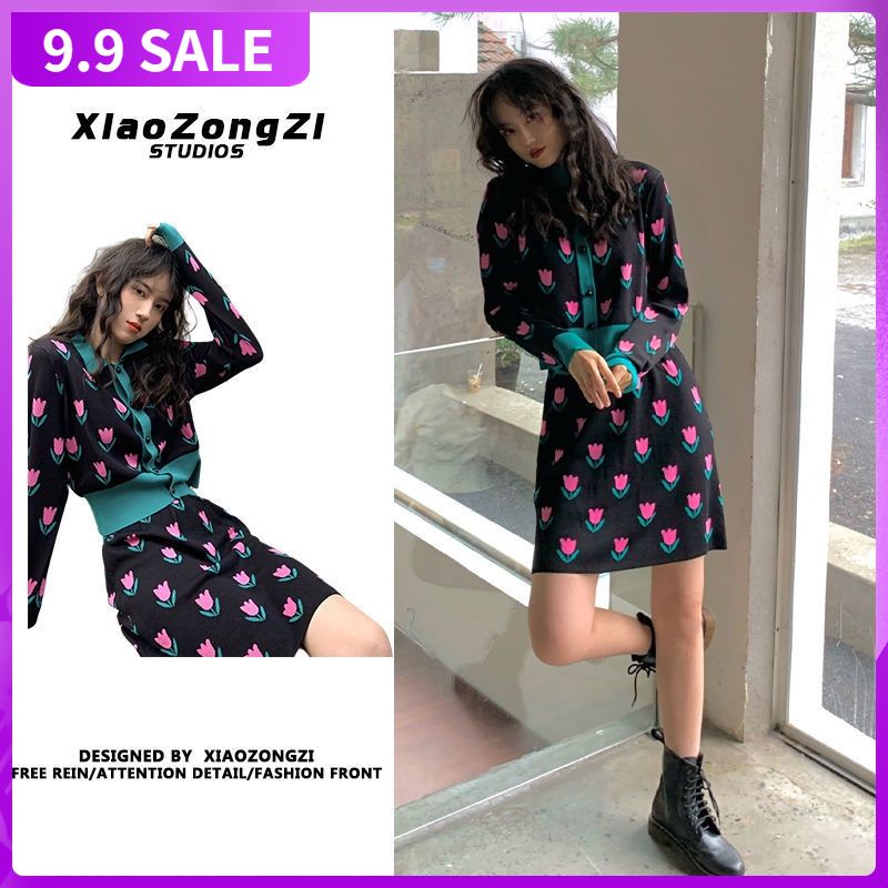Set Áo Cardigan Dệt Kim + Chân Váy Chữ A Phong Cách Hong Kong Cổ Điển Thời Trang Mùa Thu Cho Nữ 24