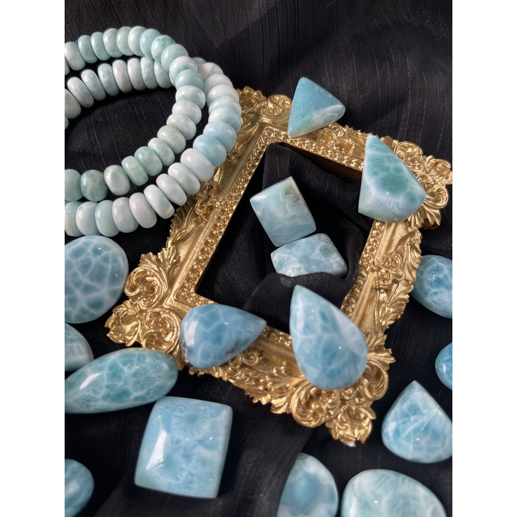 Mặt đá Larimar Dominica, viên đá của vùng biển Atlantis, đá thach anh, đá thanh tẩy Tarot, Reiki, phong thủy