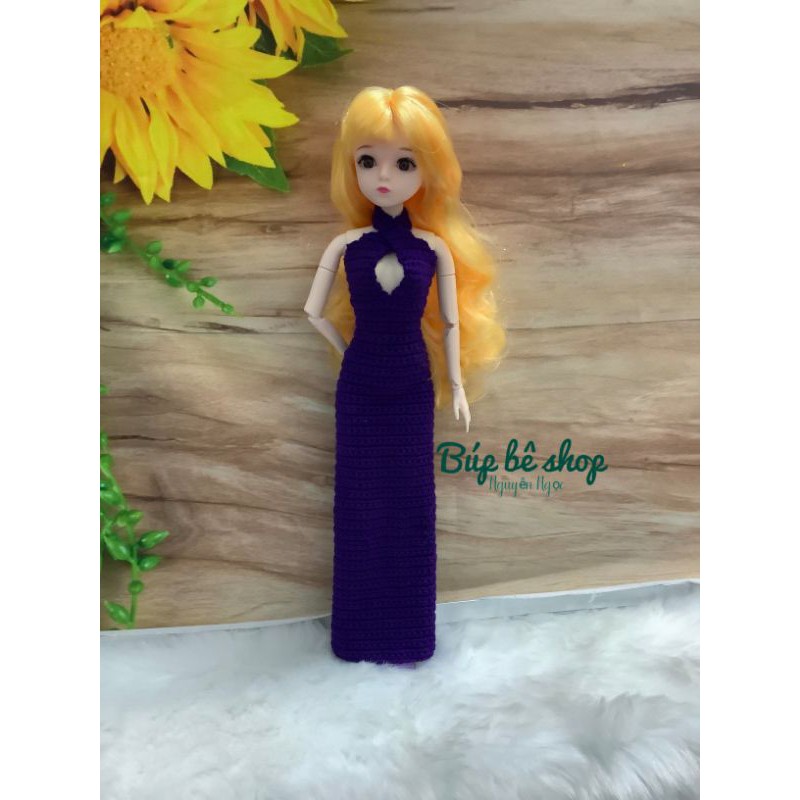 MAU3 - Váy len body dáng dài cho búp bê barbie, các loại búp bê cao 30cm