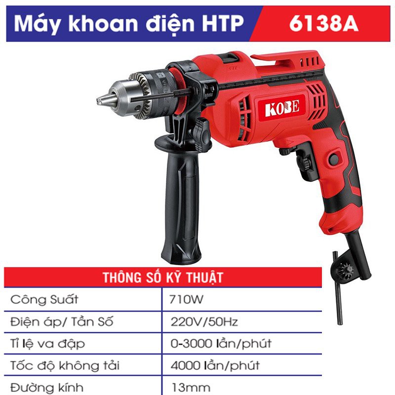 MÁY KHOAN ĐIỆN TỬ CẦM TAY KOBE HTP 6138A- Hàng Chính Hãng 100%