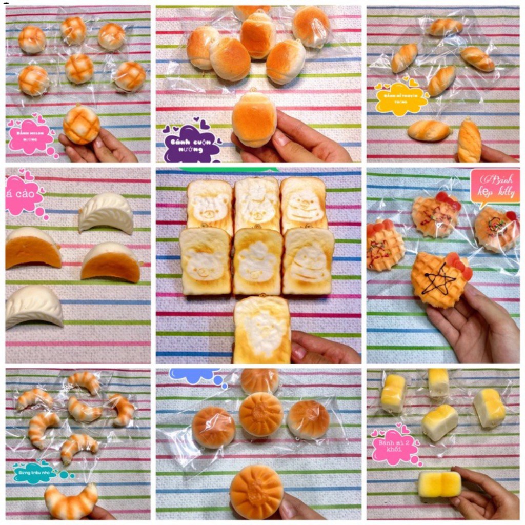 Squishy Các Loại Bánh Mì Dễ Thương - Squishy Có Mùi Thơm Bánh