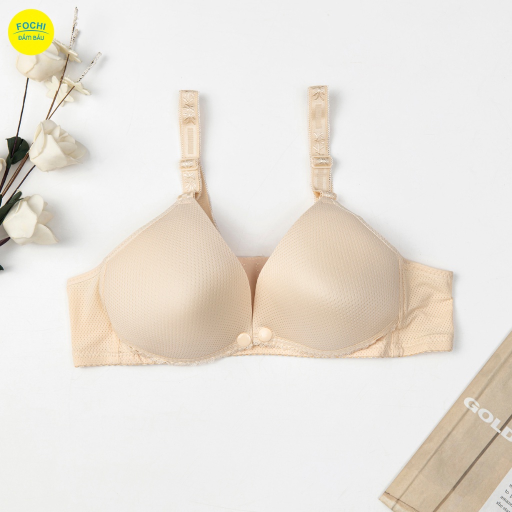 Áo Lót Bầu Cho Con Bú Chống Chảy Xệ FOCHI Cotton Mềm Mại Cúc Ngực Thấm Hút Tốt BLA010 [Mã BMBAU50 giảm 7% đơn 99K]