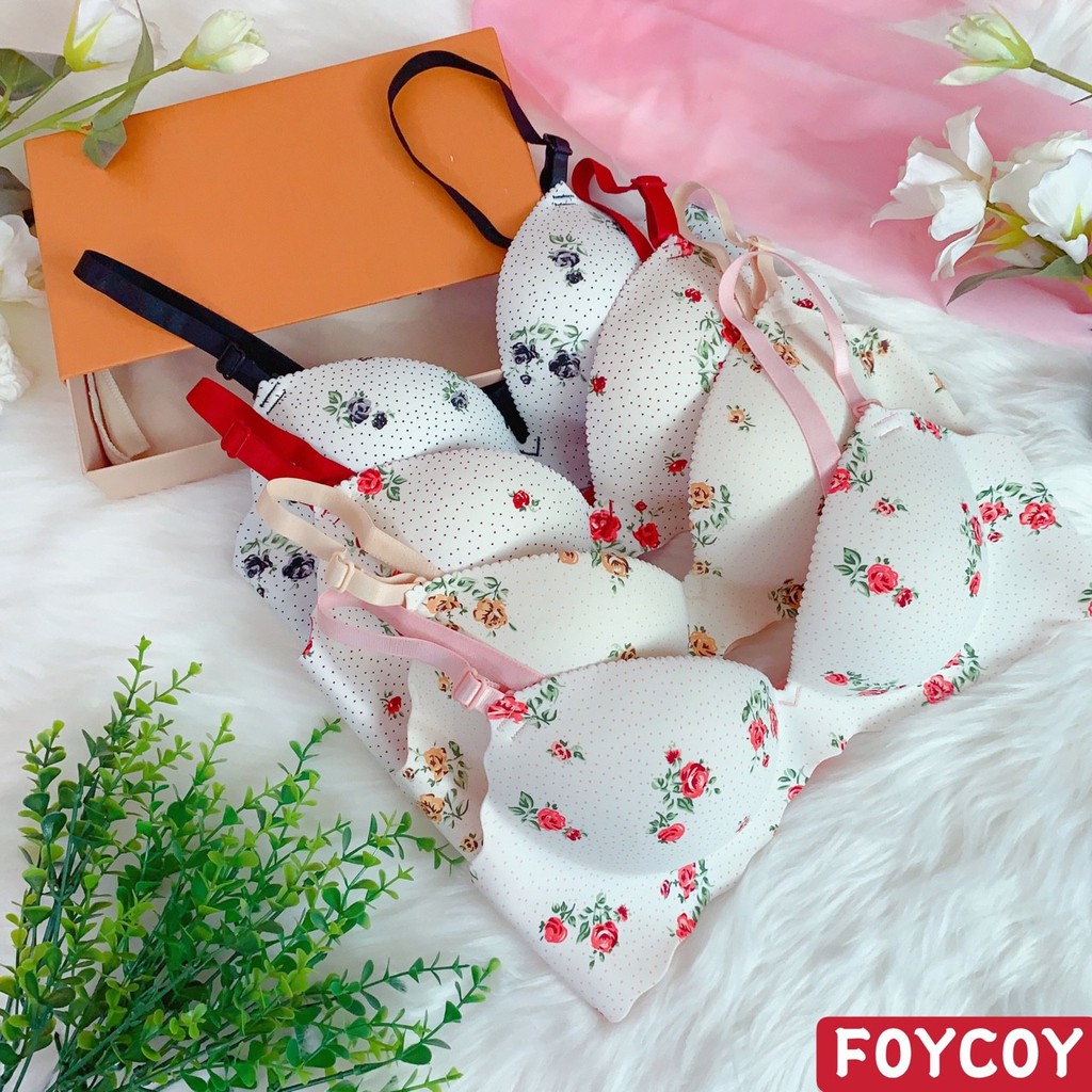 ÁO NGỰC SU THÔNG HƠI HỌA TIẾT BÔNG HỒNG NHỎ QUẢ NGANG