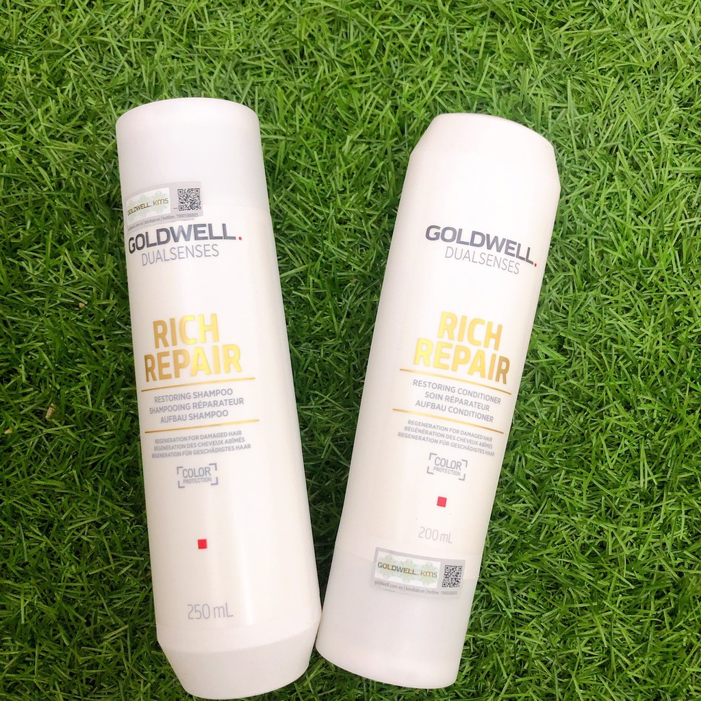 Dầu gội xả GOLDWELL DUALSENSES RICH REPAIR cao cấp pục hồi tóc hư tổn SIÊU MƯỢT (250ml)