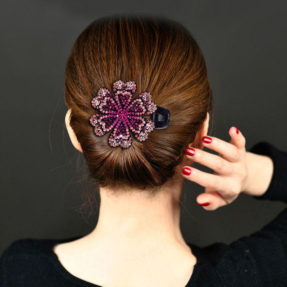 JUNE Kẹp Tóc Mỏ Vịt Đính Kim Cương Giả Thanh Lịch Linh Hoạt Bền Bỉ