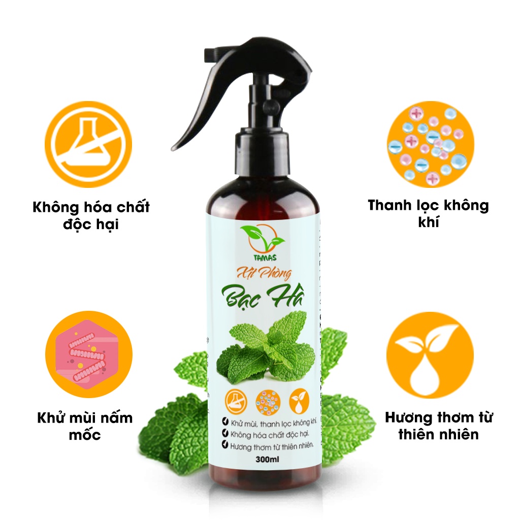 Xịt thơm phòng hương Bạc Hà chai 300ml-100ml- Kháng khuẩn - Khử mùi hôi - Đuổi chuột và côn trùng.