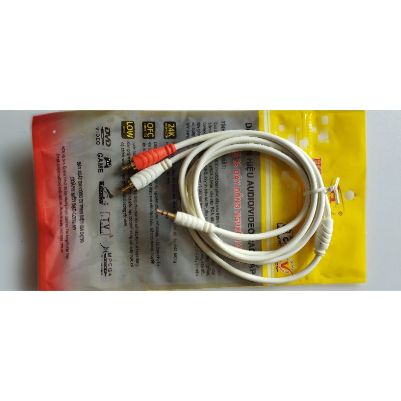 Dây Tính Hiệu Cáp loa jack 3.5 ra 2 AV hoa sen dài 1.8M 3M 5M 10M 15M CAO CẤP