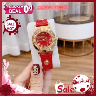  Đồng Hồ Nữ Cao Cấp Đồng Hồ Đeo Tay Thời Trang VERSACE Dây da mặt Viền Thép Chống Nước bản hót trend 