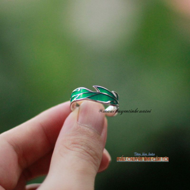 Nhẫn bạc Giọt mưa trên lá-Nhẫn bạc cặp đôi -  Mẩu chuyện tình của tôi