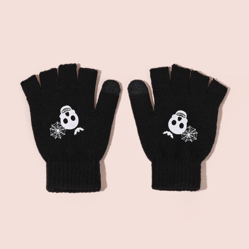 Găng Tay Len Hở Ngón Giữ Ấm Mùa Đông Cho Nữ
