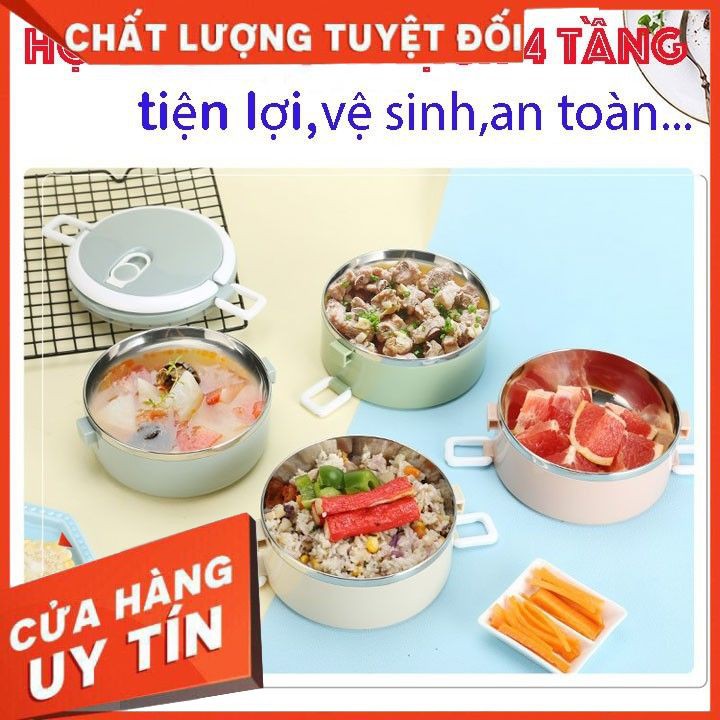 Cặp Lồng Cơm 4 Tầng - Cà Mên Giữ Nhiệt 4 Tầng Lúa Mạch