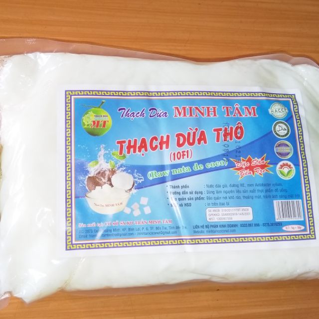 1kg Thạch dừa Thô Minh Tâm date mới nhất  (tặng hương vải+hạt é)