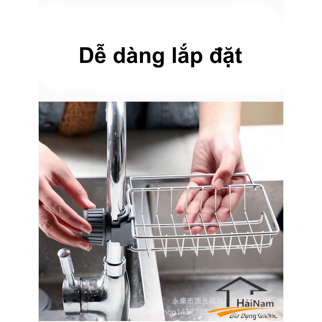 Giá Treo Bồn Rửa Bát Mạ Inox, Đựng Lưới Rửa Bát, Bàn Chải Đa Năng Tiện Dụng