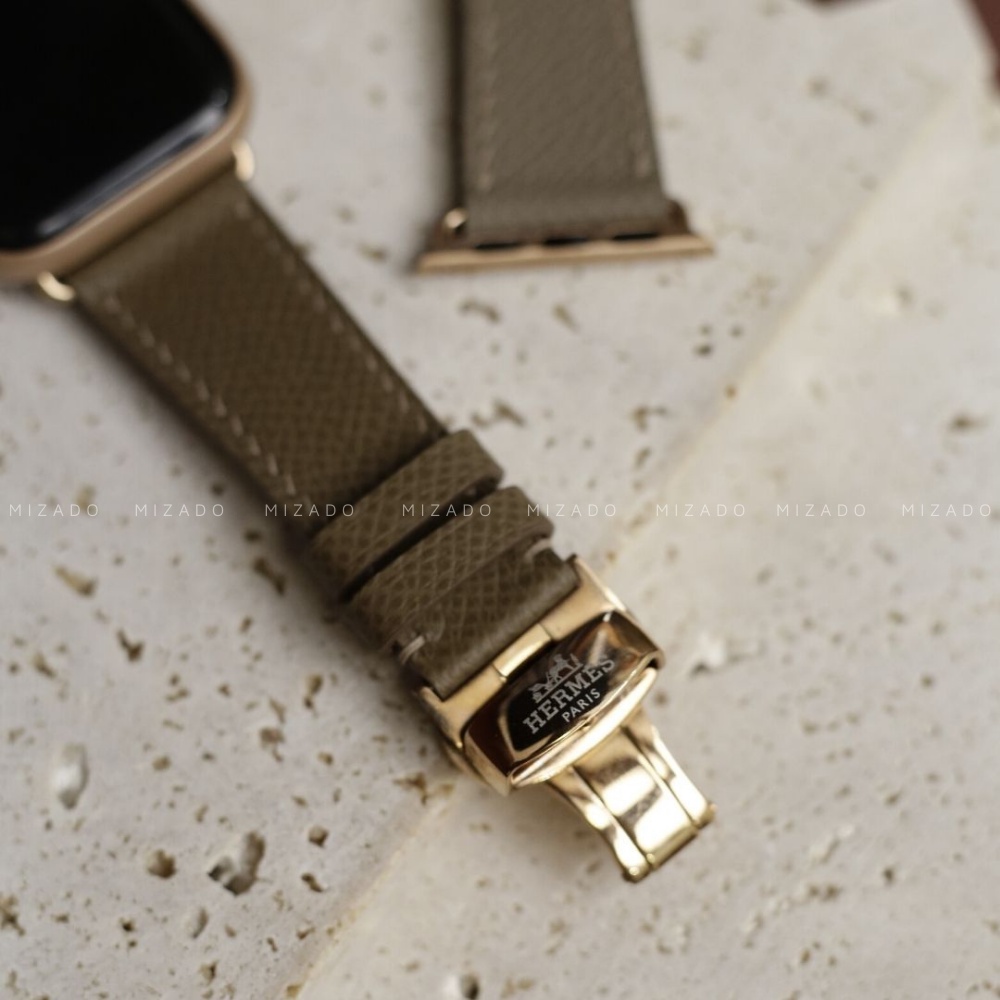 Dây da thủ công Epsom Nâu Tây dành cho Apple Watch, đồng hồ thông minh, đồng hồ cơ MIZADO DDTC119