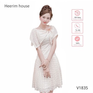 Váy đầm xòe ren be thiết kế V1835 phù hợp mặc công sở đi dự tiệc, đám cưới, đi cafe chủ nhật Dịu dàng nữ tính Heerim