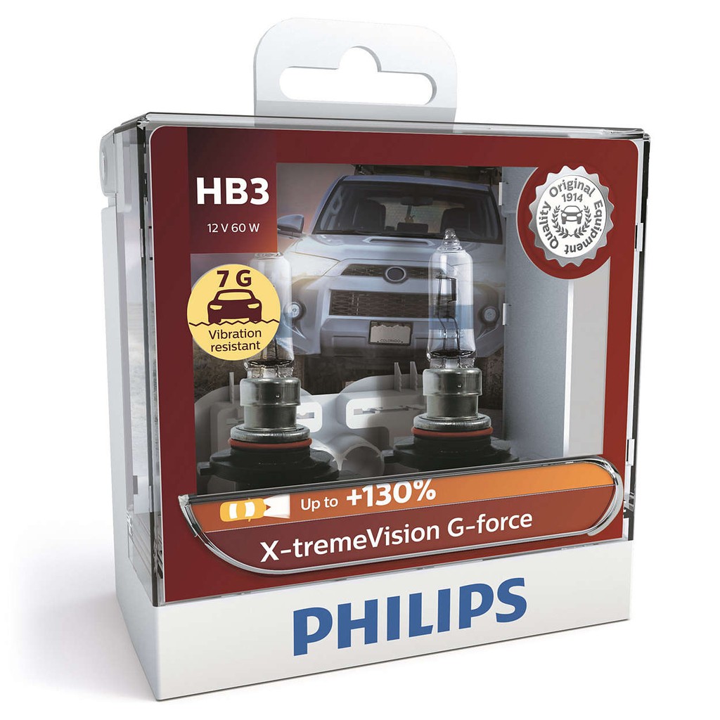 Đèn Philips X-treme Vision G-force 3500K, Tăng sáng 130% Chân H1 - H4 - H7 - H11 - HB3 - HB4 Bộ 2 bóng