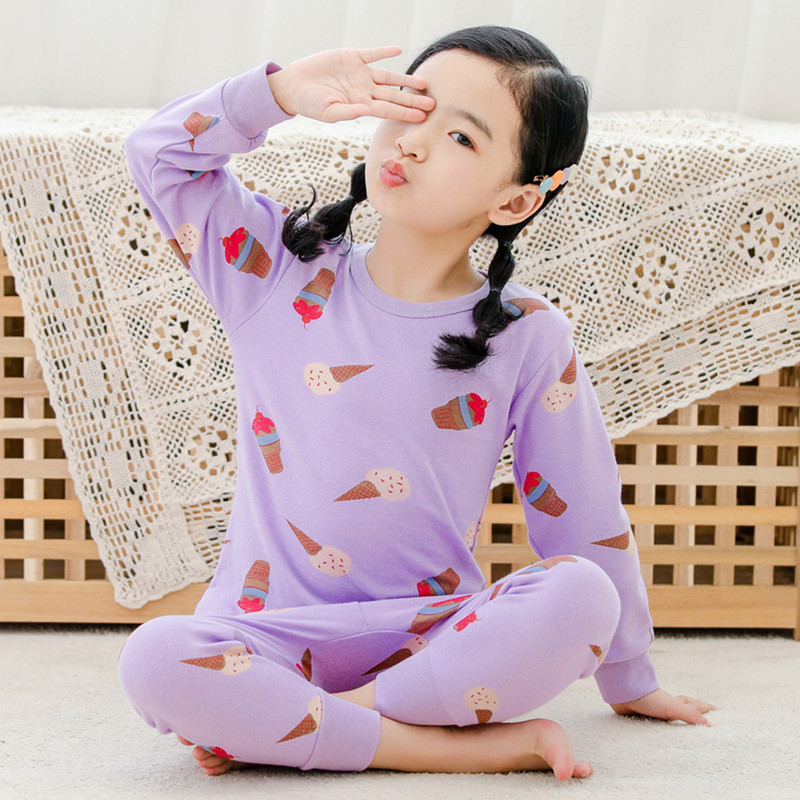 Bộ Quần Áo Ngủ Tay Dài 2 Món Kích Cỡ 100-150 Bằng Cotton Cho Bé