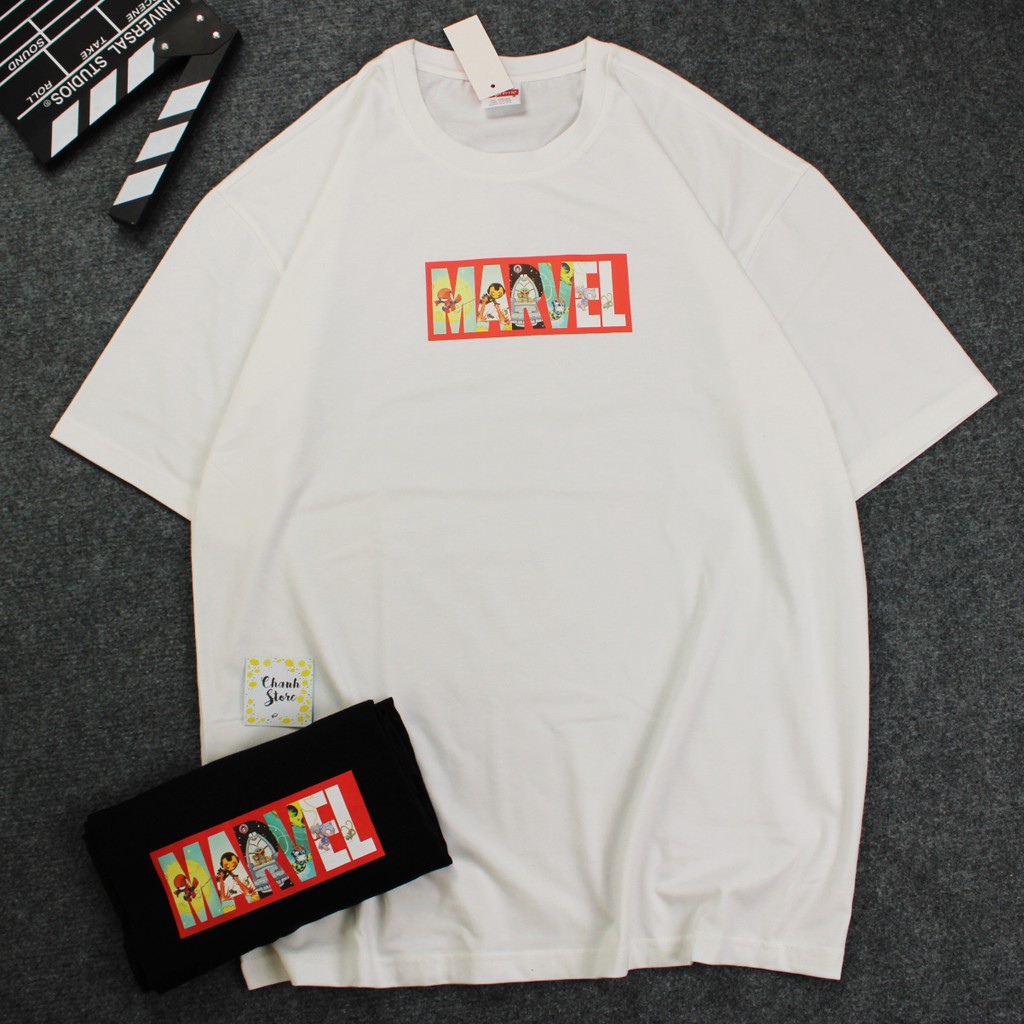 Áo phông dáng rộng unisex tay lỡ Marvel 4