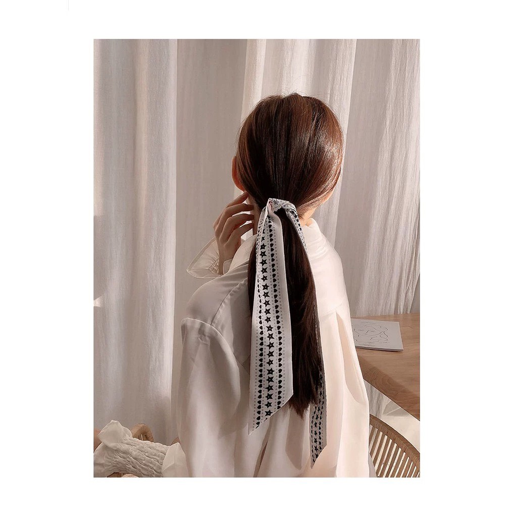 Khăn lụa turban - Khăn turban dài lụa satin cao cấp, họa tiết sang trọng, quàng cổ, buộc tóc, ... phong cách Hàn Quốc