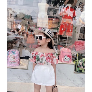 Set váy đầm áo voan chân váy thô siêu sang chảnh cho bé gái