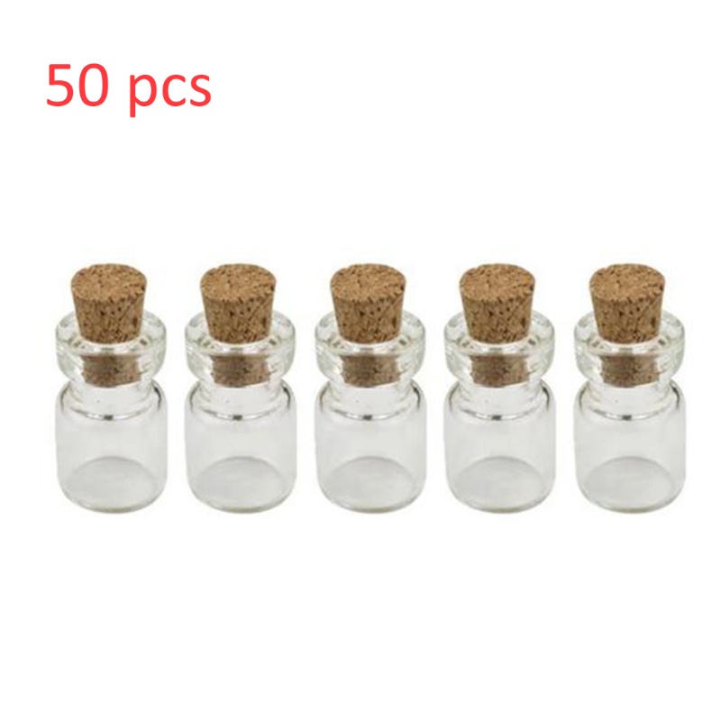 50 Lọ Điều Ước Mini Bằng Thủy Tinh Có Nút Bần Cho Đám Cưới 5ml