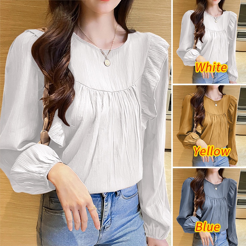 Zanzea Áo Nữ Tay Dài Cổ Tròn Phong Cách Hàn Quốc Thời Trang
