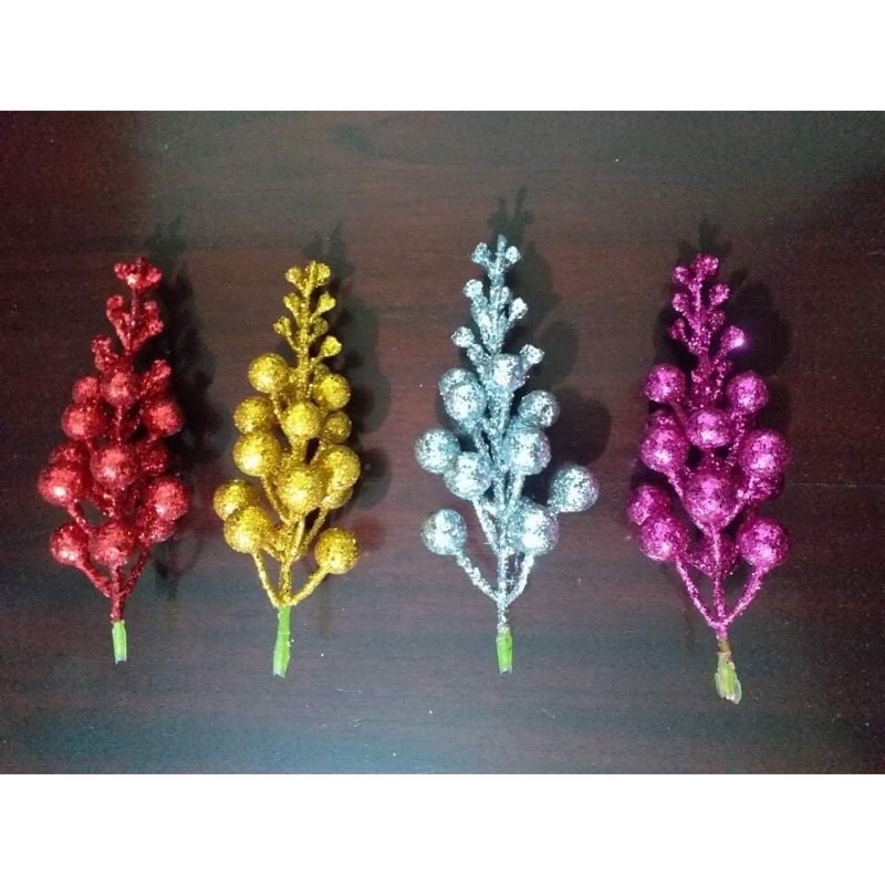 Sỉ kiện 100 cành quả sung nhũ kim tuyến trang trí noel,oản tài lộc, làm tháp bánh,lẵng hoa quả