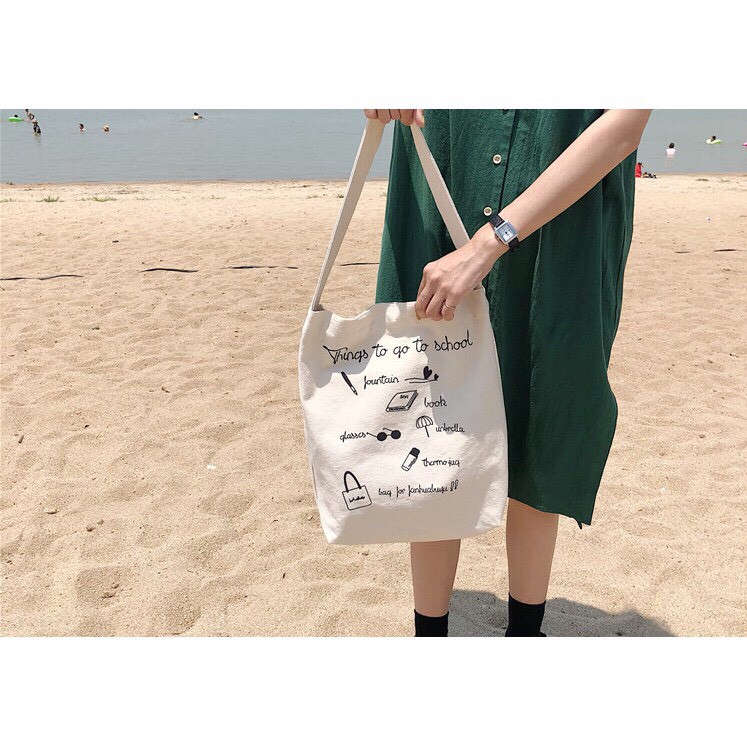 (Freeship từ 50k) (LOẠI 1) TÚI TOTE VINTAGE Thing To Go To School