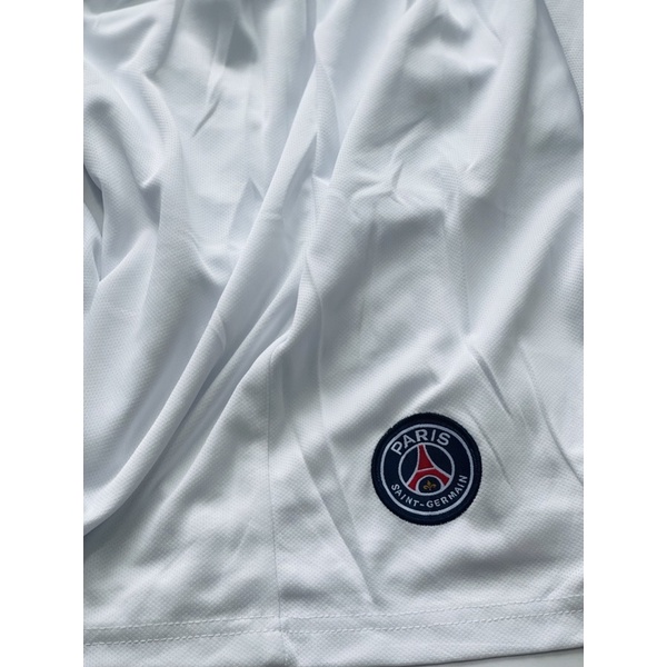Set bộ quần áo thể thao bóng đá nam nữ vải gai mịn clb psg paris saint germain sân khách áo trắng quần trắng 2022 2023