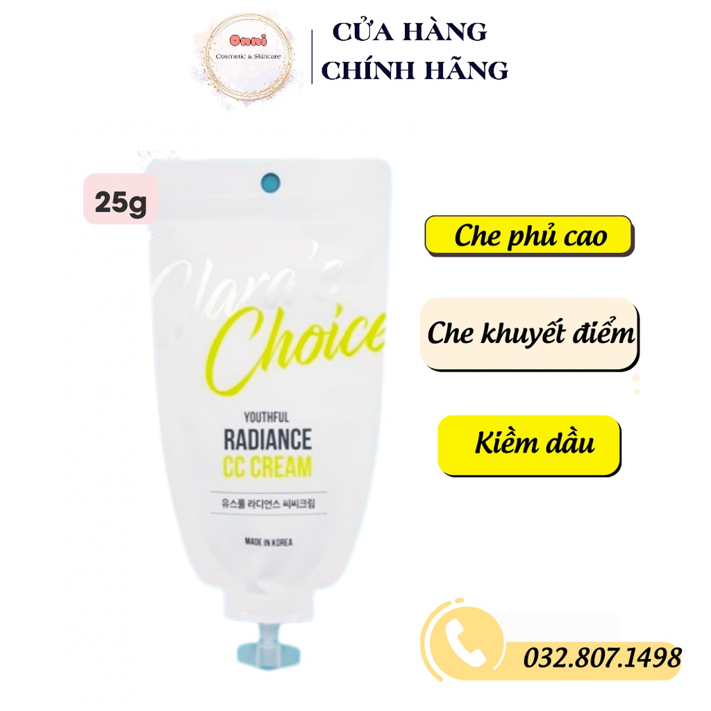 Kem nền CC Cream che phủ cao Clara’s Choice Veraclara dạng gói 25g