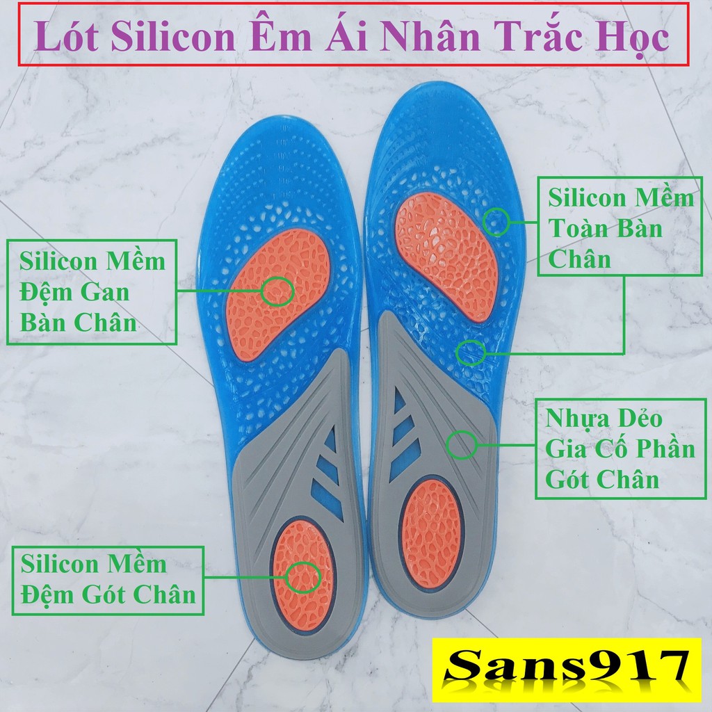 Lót giày thể thao silicon Sans917 miếng lót giầy chạy bộ 4D êm chân