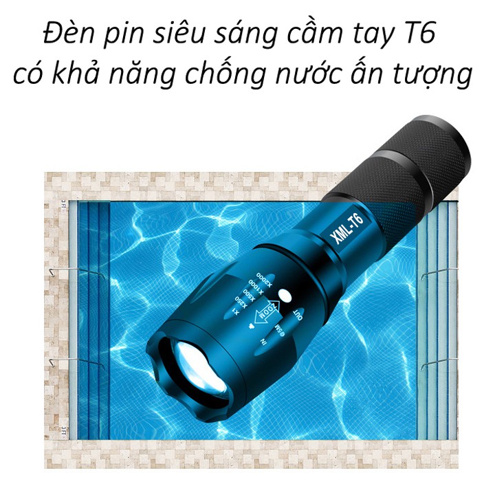 Đèn pin siêu sáng XML-T6 Chiếu Xa 800M