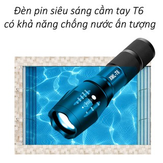 Đèn pin siêu sáng mini led xml T6 full hộp tặng kèm phụ kiện,Đèn pin cầm tay T6