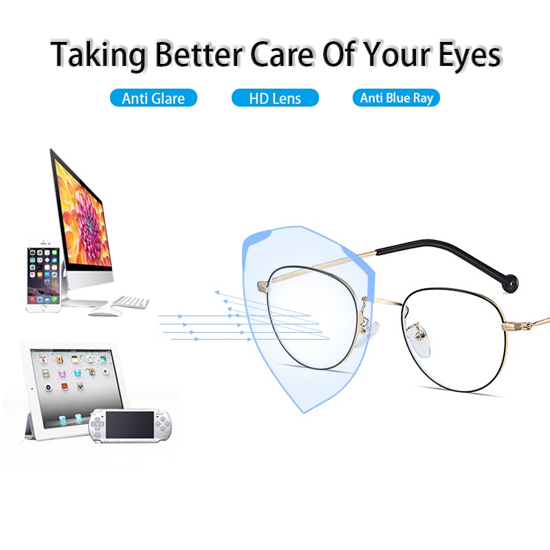 Kính cận VIENDO gọng kim loại tròn tròng đổi màu chống ánh sáng xanh phong cách Hàn Quốc cho nam nữ