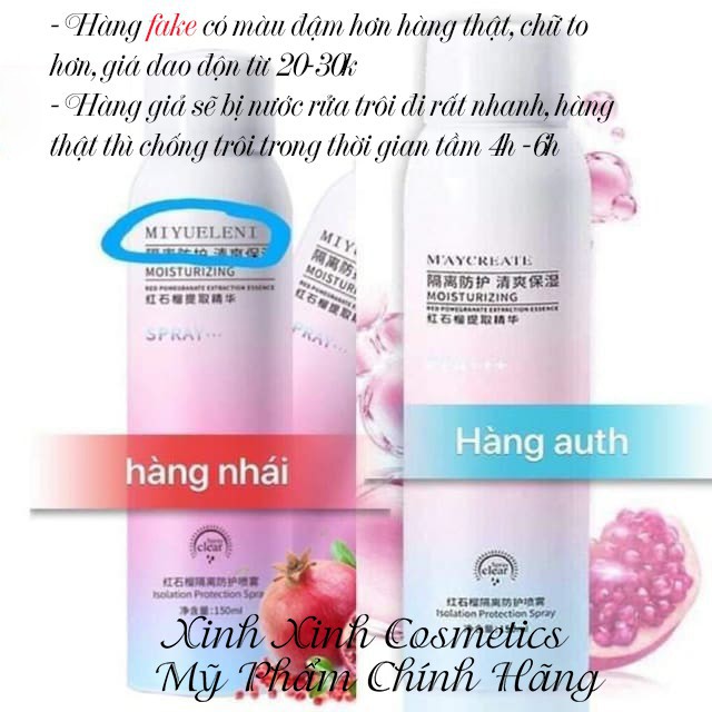 (CHÍNH HÃNG) Xịt Chống Nắng MayCreate Nâng Tone,Chống Nước 150ML