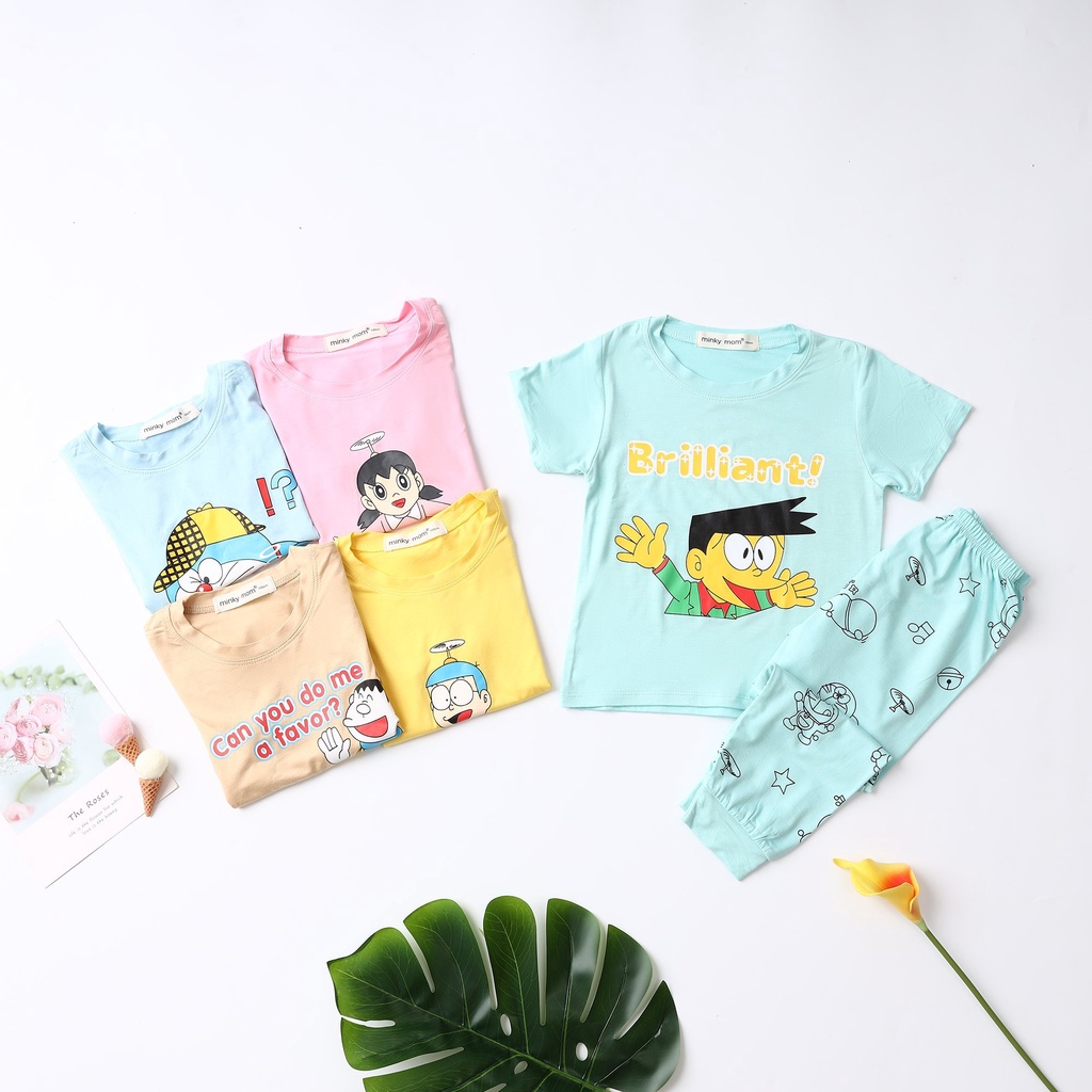 [Mẫu Mới] Bộ tay ngắn quần dài thun lạnh in hình Minky Mom CÓ SIZE ĐẠI cho bé trai bé gái từ 7-32kg