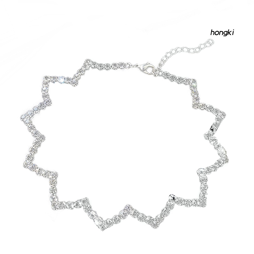 Vòng cổ choker thiết kế gợn sóng đính đá lấp lánh phong cách gothic thời trang