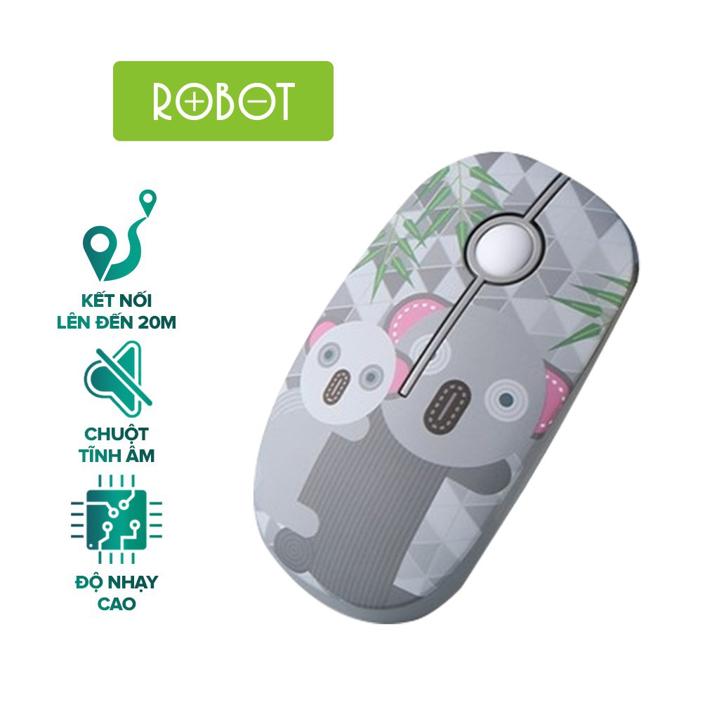 Chuột Không Dây Tĩnh Âm 2.4Ghz ROBOT M330 Khoảng Cách Tín Hiệu 20m - TẶNG KÈM PIN