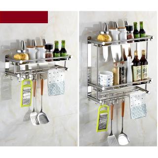 Giá /kệ inox treo tường dán keo 1 và 2 tầng có móc treo đa năng tiện dụng cao cấp để đồ nhà tắm nhà bếp