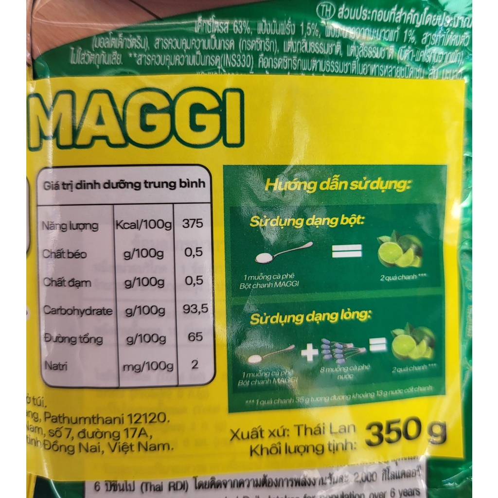 [Gói 350g] BỘT CHANH [Thailand] MAGGI Lime Seasoning Powder (halal) (nes)