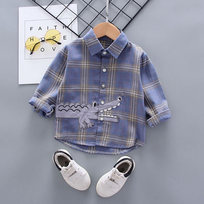 sunnyღ Áo Sơ Mi Caro Dài Tay Cho Bé Trai