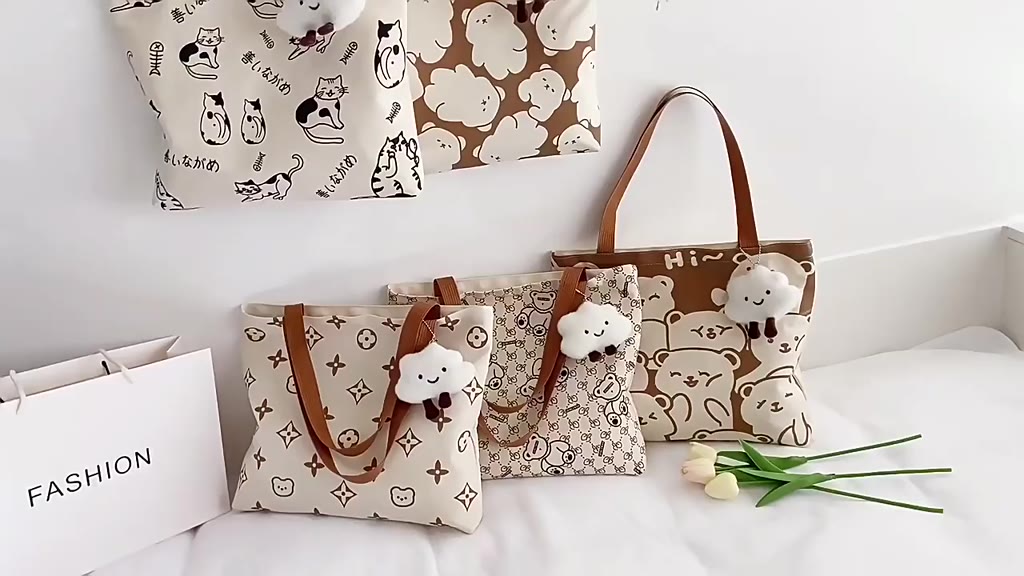 Túi tote Đeo Vai Vải canvas Cỡ Lớn Thiết Kế Đơn Giản Dễ Thương Cho Nữ | BigBuy360 - bigbuy360.vn