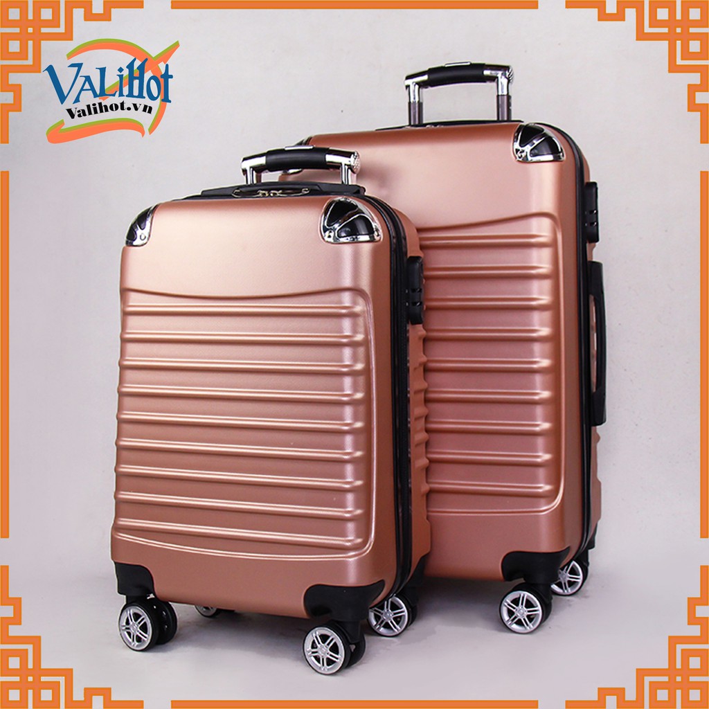 Vali nhựa kéo xách tay. Vali vân ngang, bo góc chống va đập, trầy xước, siêu rẻ, siêu bền, thời trang, cá tính